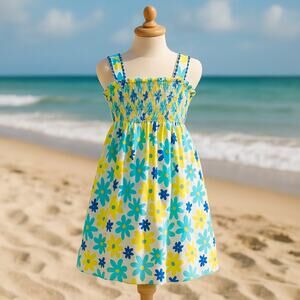 Strasburg 12 YRS 100% Cotton Girls Floral Smocked Sundress